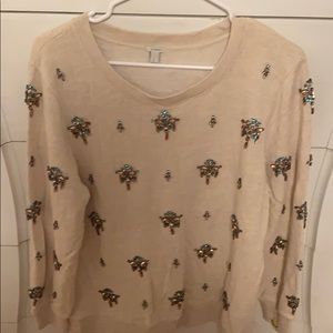 JCrew Embellished Cream Sweatshirt